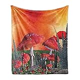 Ambesonne Mushroom Throw Blanket, Mushrooms Magic
