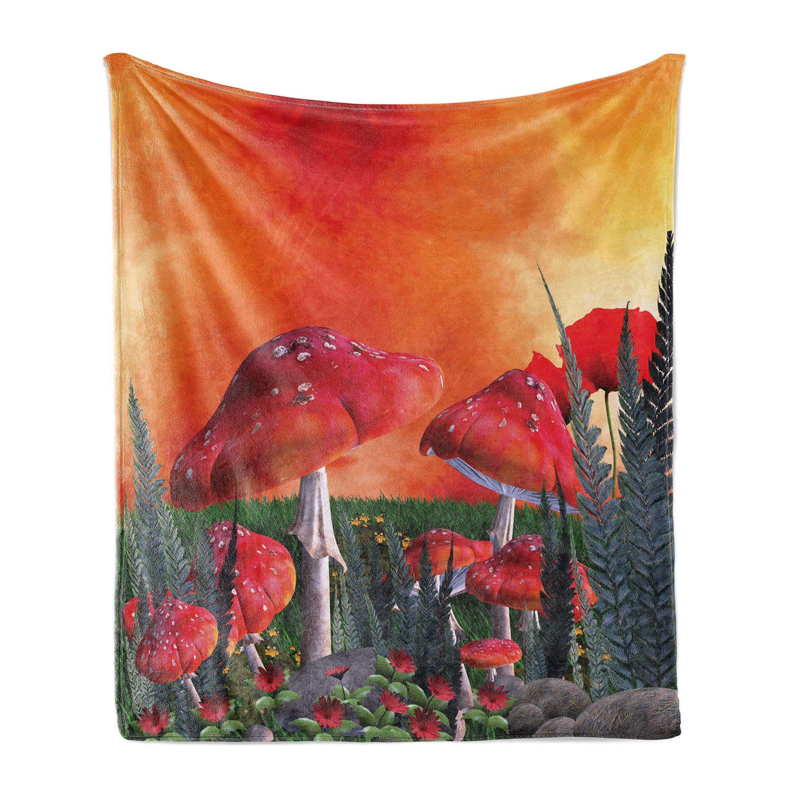 Ambesonne Mushroom Throw Blanket, Mushrooms Magic