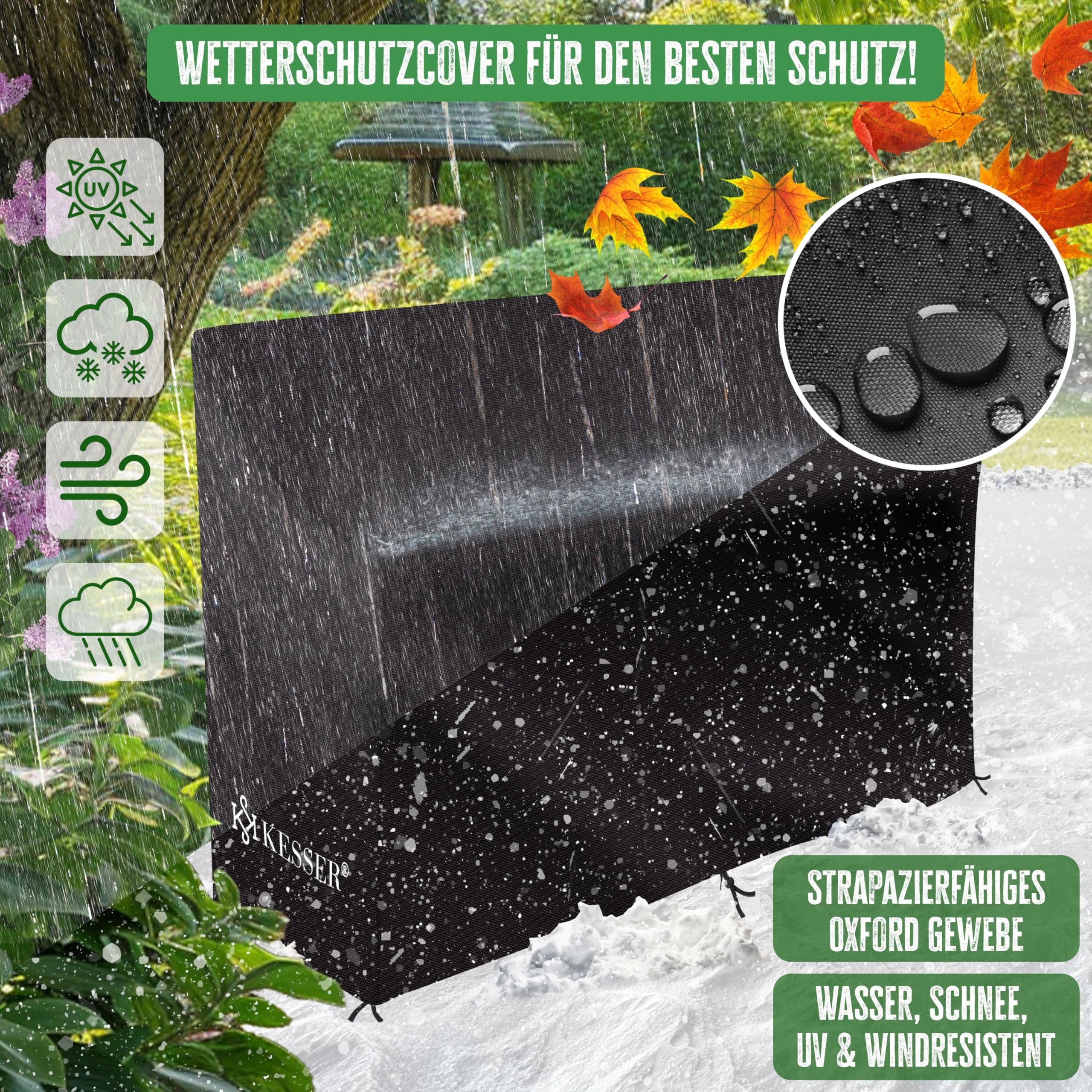 KESSER® Gartenbank Polyrattan 2-Sitzer Wetterfest | Rattan Sitzbank UV-Beständig bis 320kg belastbar | Balkon Bank 125x62x90cm Garten-Möbel mit Cover & ergonomischen Armlehnen für 2 Personen Anthrazit 9