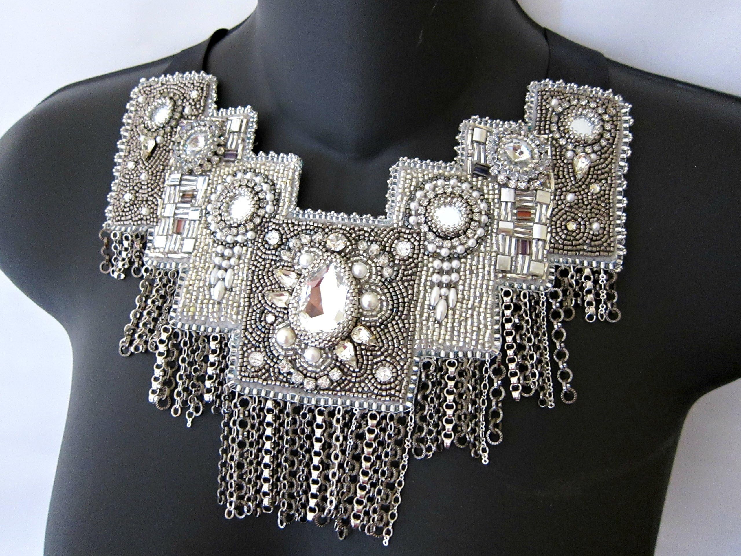 Crystal Skyline Beaded Bib Necklace