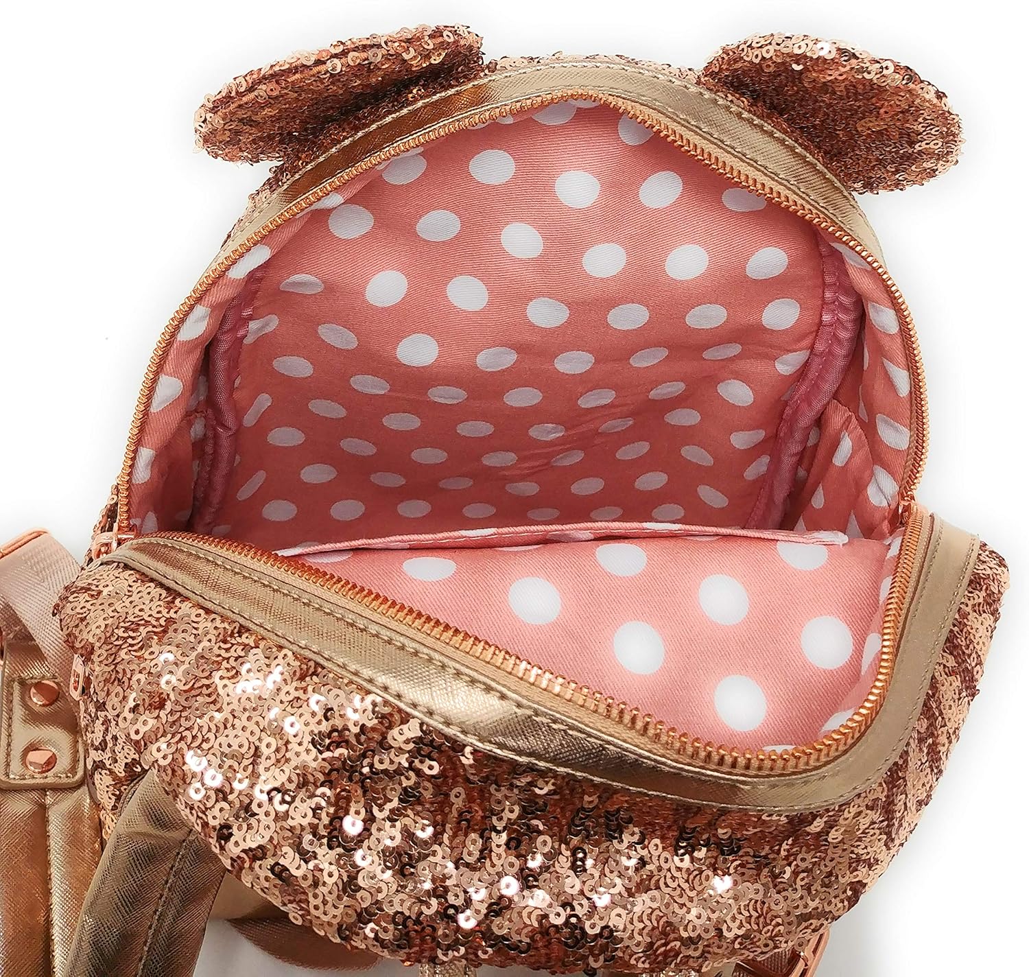 minnie mouse sequin backpack rose gold