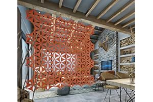 OSHIYINN Felt Fiber Surface High Density Polyester Fiber Board 3D Flower Venus 14"x12" Hanging Room Divider Panel Cut Room Partition Home Decoratio(12 Pcs) (Orange)