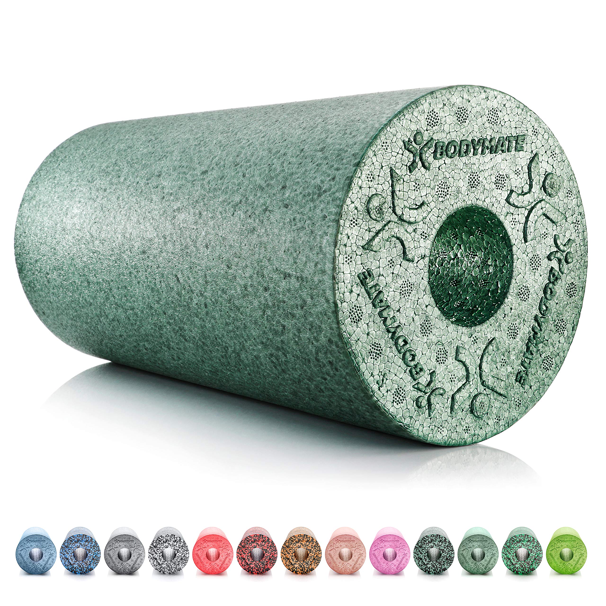 BODYMATE 30cm Long Standard Medium-Hard Smooth Foam Roller with Free E-Book