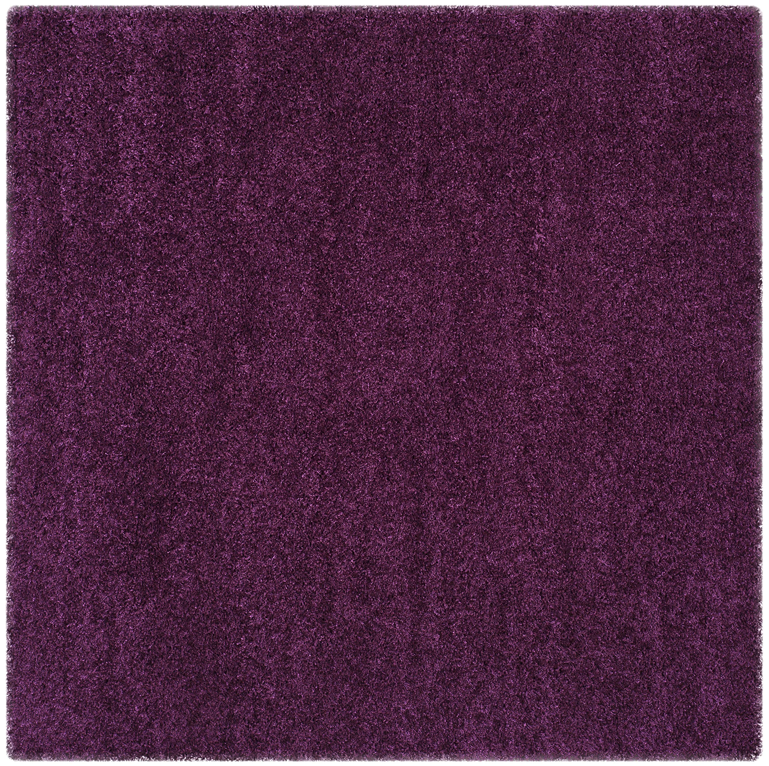 SAFAVIEH California Shag Collection Area Rug - 6'7" Square, Purple, Non-Shedding & Easy to Clean, Ultra Plush Thick Pile, Ideal for Living Room, Bedroom, Dining Space (SG151-7373)