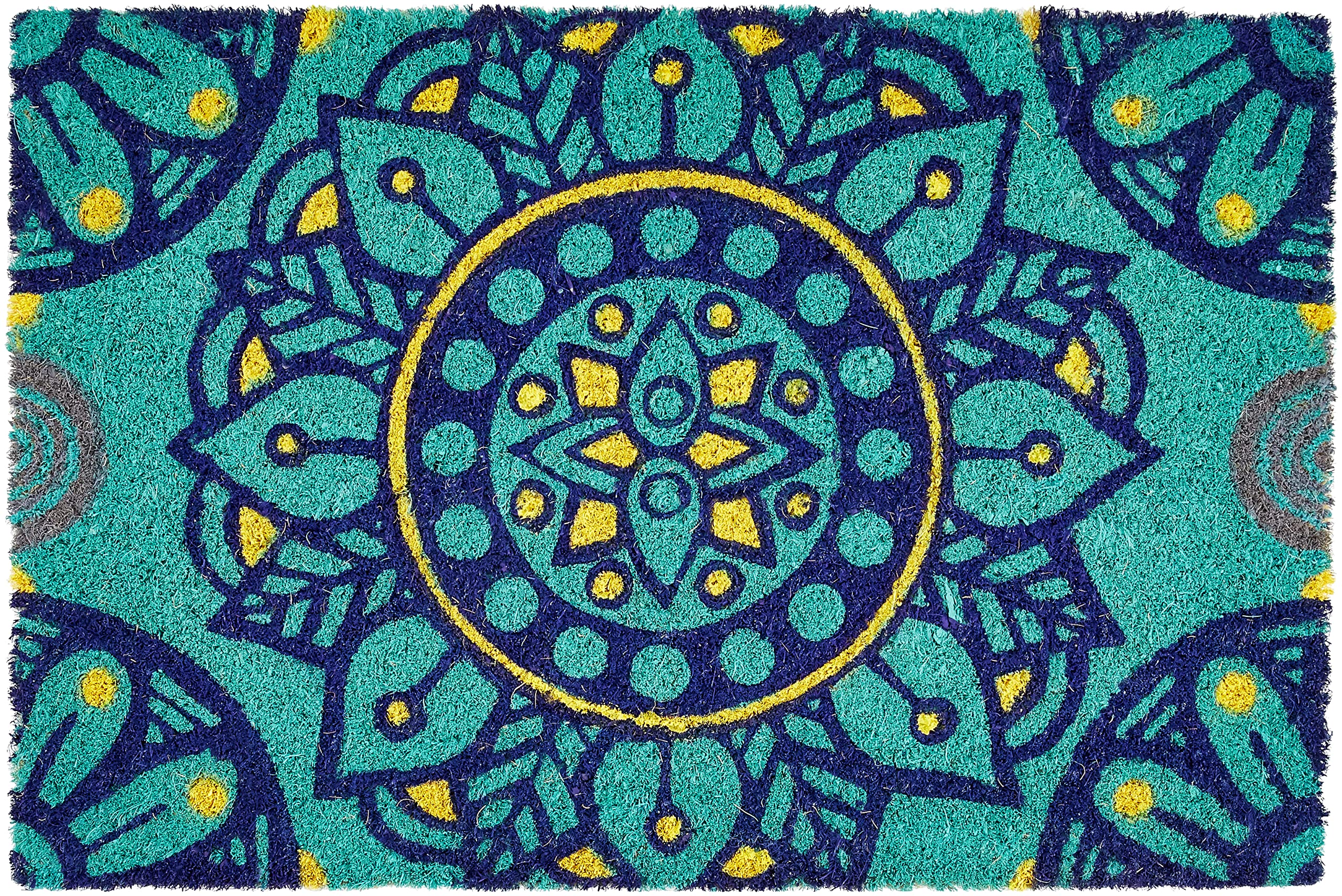 Excelsa Mandala Mediterranean Entrance Mat, Coconut Fibre, Multicoloured, 40 x 60 cm