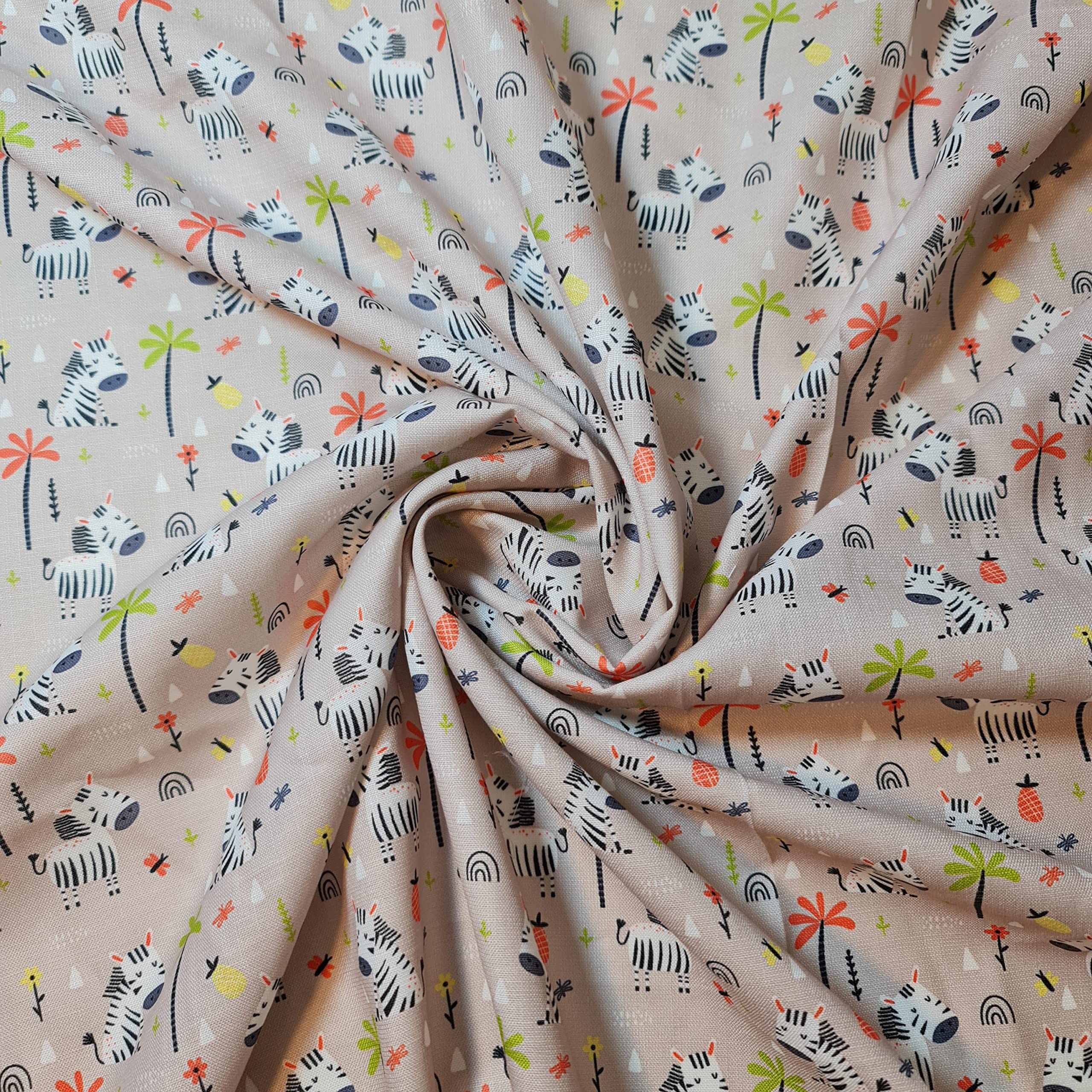 Polycotton Soft Floral Fabric Dress Craft Bunting Quilting Material by Metre 58" - 150 cm Wide Sold As 1 Meter Pre - Cut Lengths (Zebra Safari Beige)