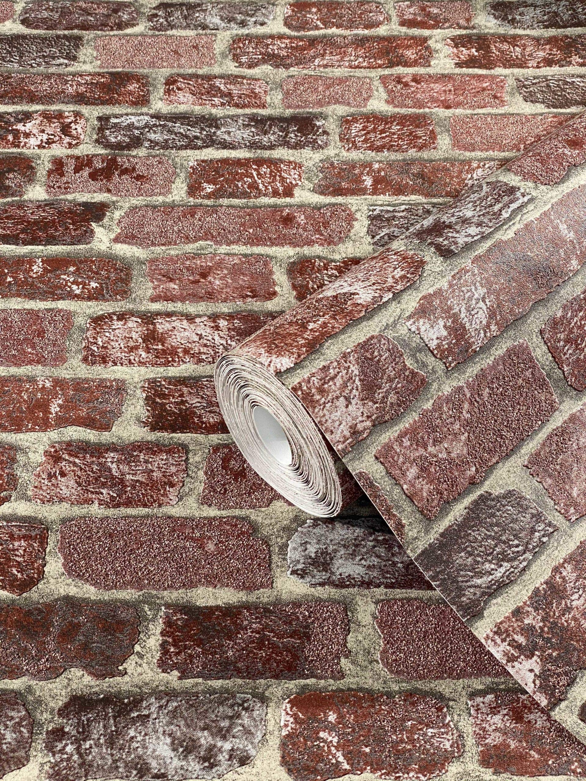 Marburg Stone Wallpaper 3D red Brick Effect Brick Pattern Rustic for Bedroom Living Room or Kitchen Wallpaper Stone Effect 10.05 x 0.53m