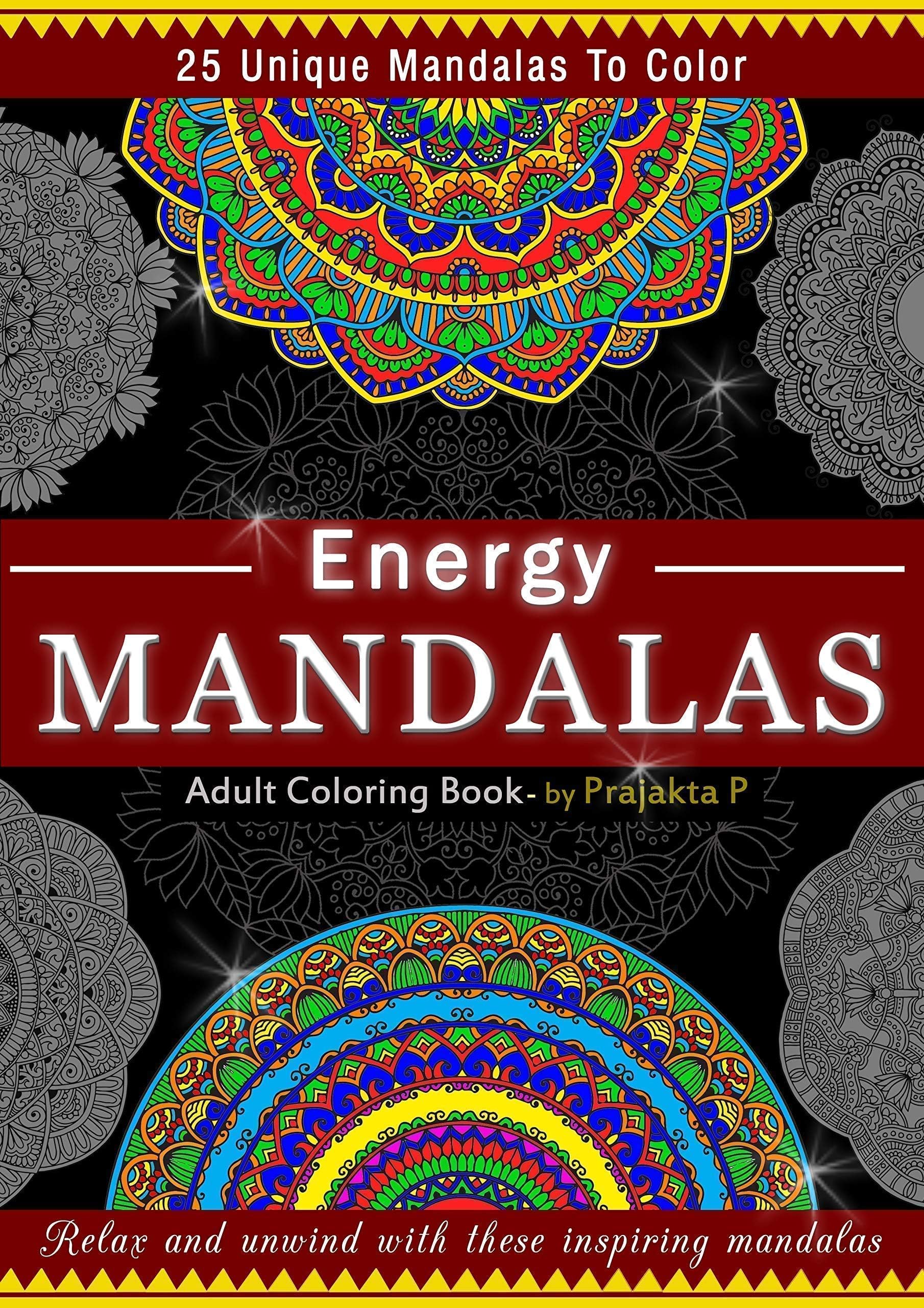 Energy Mandalas Coloring book for adults, Spiral bound paperback, stress relieving intricate mandalas for grown-ups | Premium Coloring Book | Thick Cartridge Paper | Paint N Sip Party