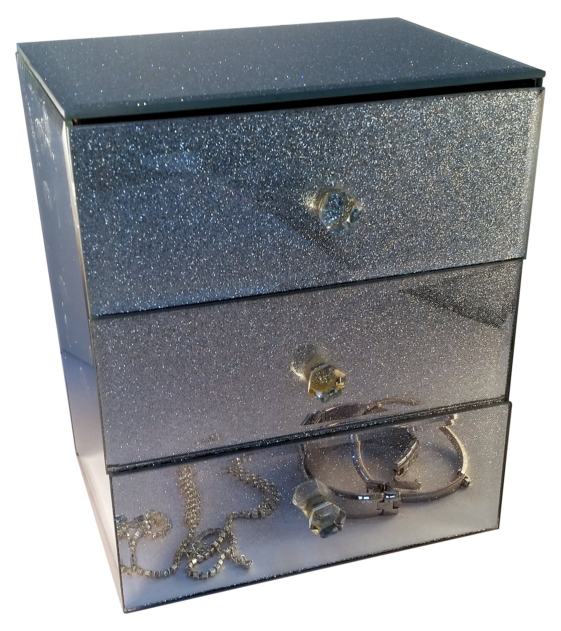 3 tier glass jewellery box