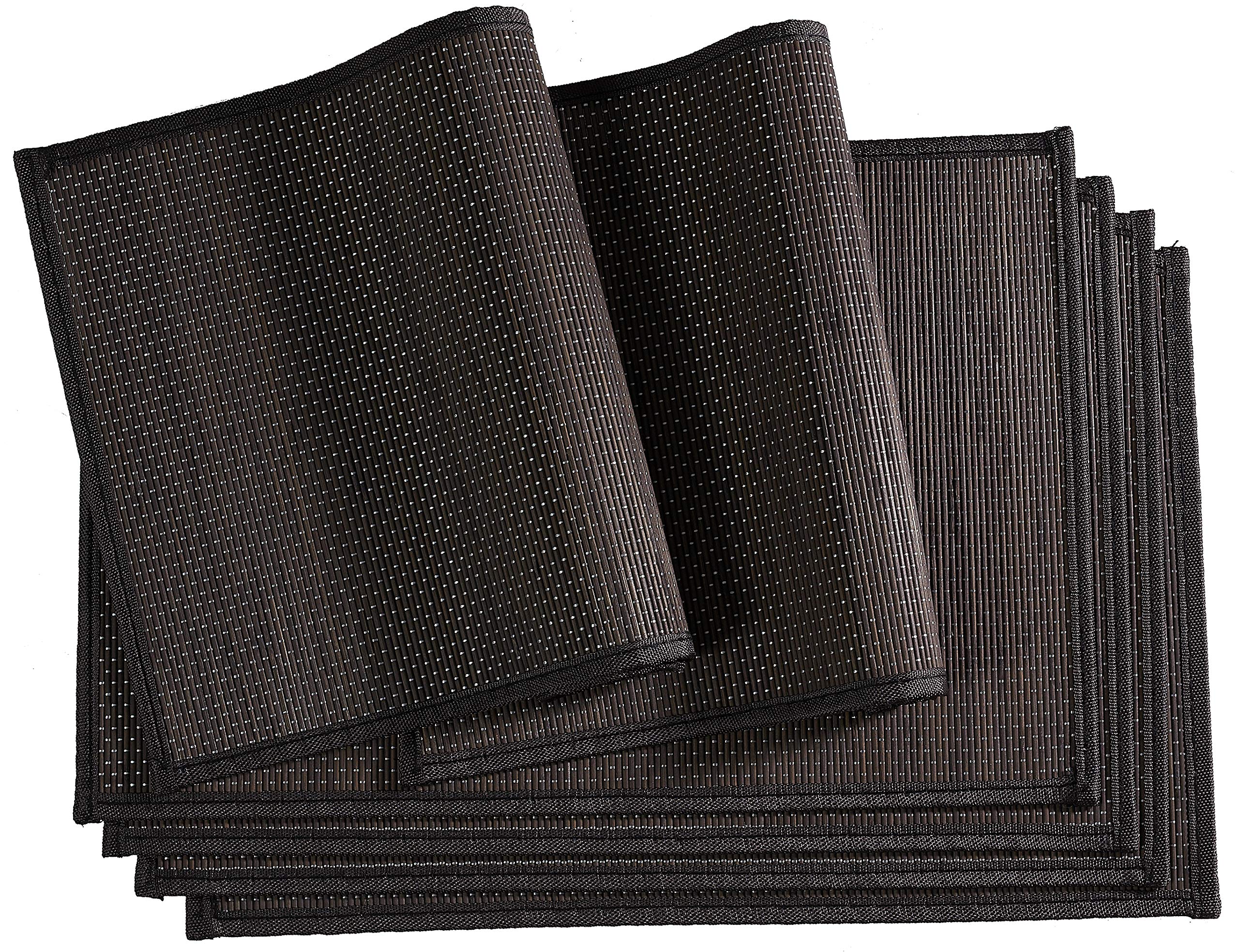 Timber Place Mats Set of 6 30 x 45 cm Dark Brown