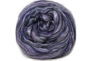 LIVING DREAMS YARN Silk Merino Fiber for Spinning. Super Soft Combed Top Wool Roving for Hand Spinning, Wet Felting, Nuno Felting, Needle Felting, Soap Making, Paper Making and Embellishments. Night Out