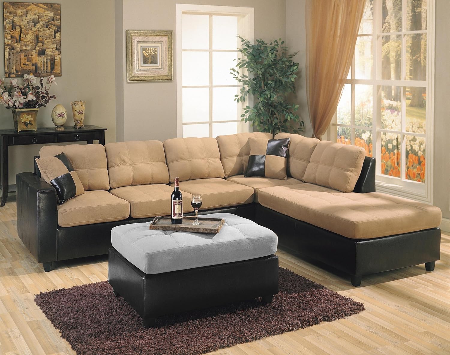 Amazon Com Harlow Right L Shaped Two Tone Sectional Sofa By