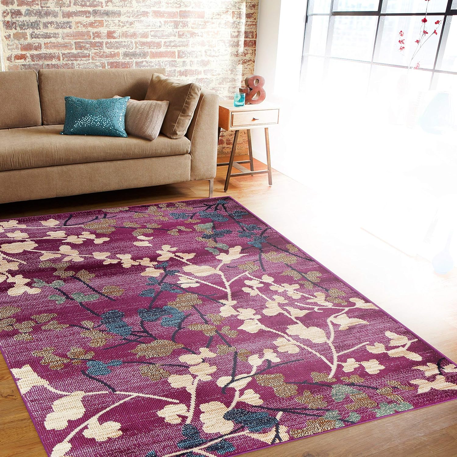Contemporary Floral Soft Area Rug, 5'3" x 7'3