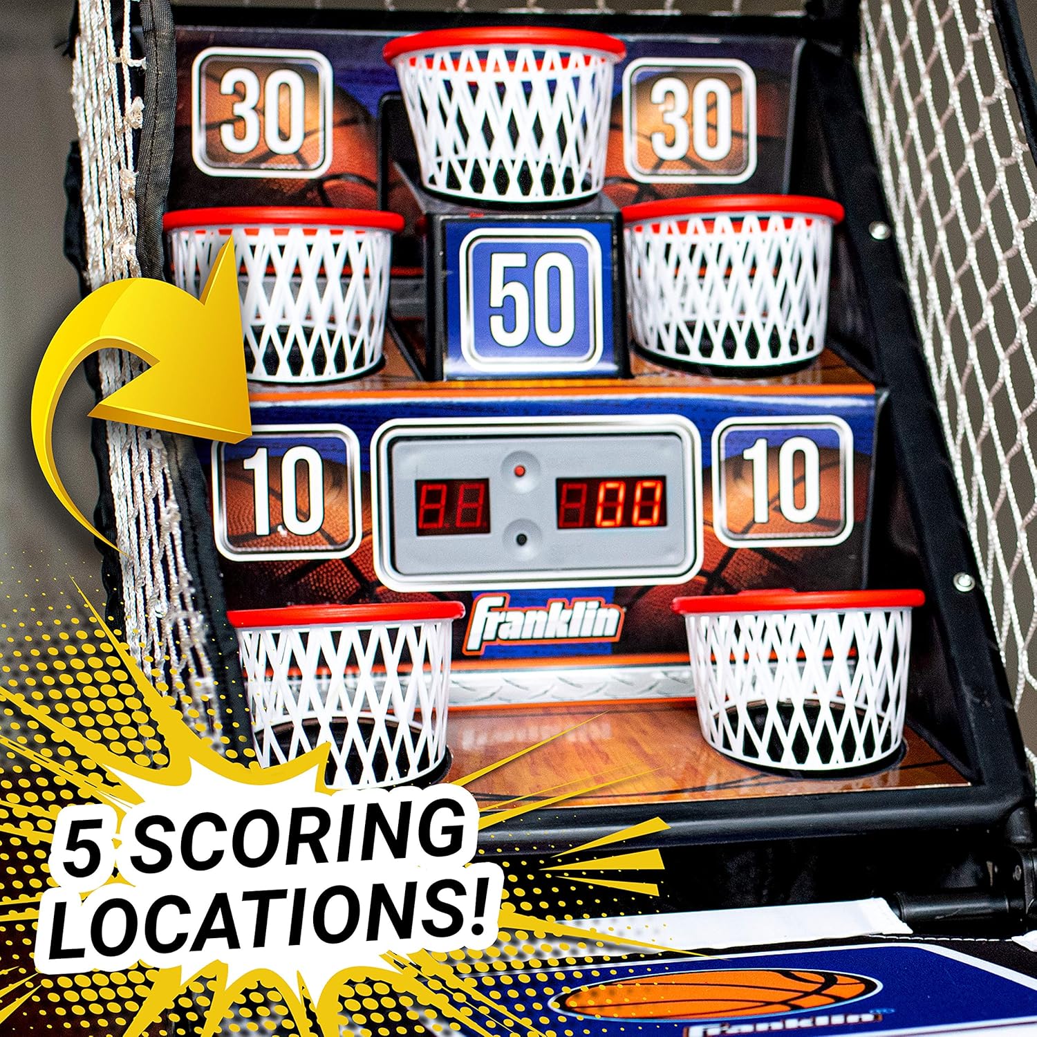 Franklin Sports Basketball Arcade Game - Table Top Bounce A Bucket Shootout- Indoor Electronic Basketball Game for Kids, Black, 21 x 11 x 19-Inch: Sports & Outdoors