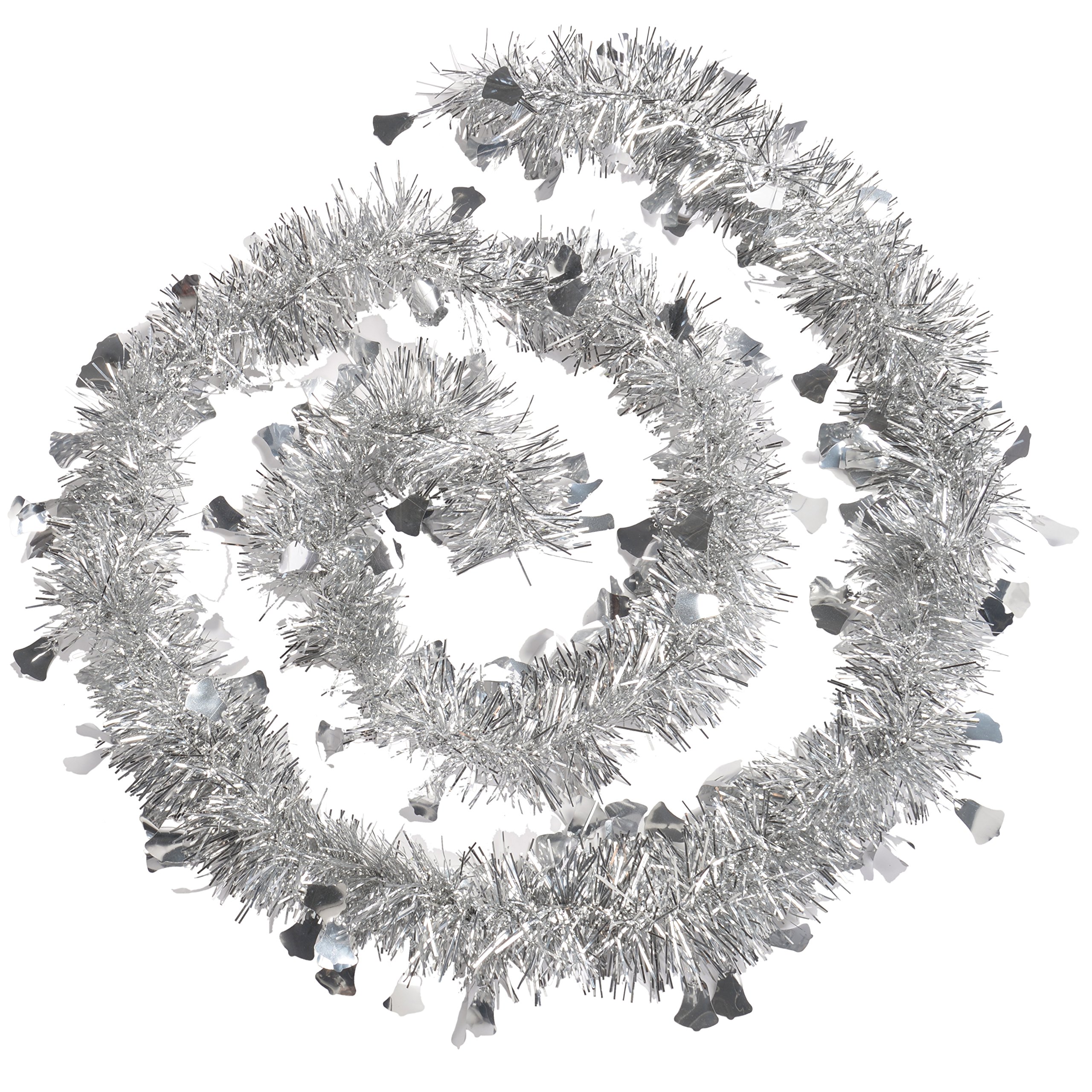 WeRChristmas 10 m Garland Traditional Christmas Tree Tinsel with Bells, Silver