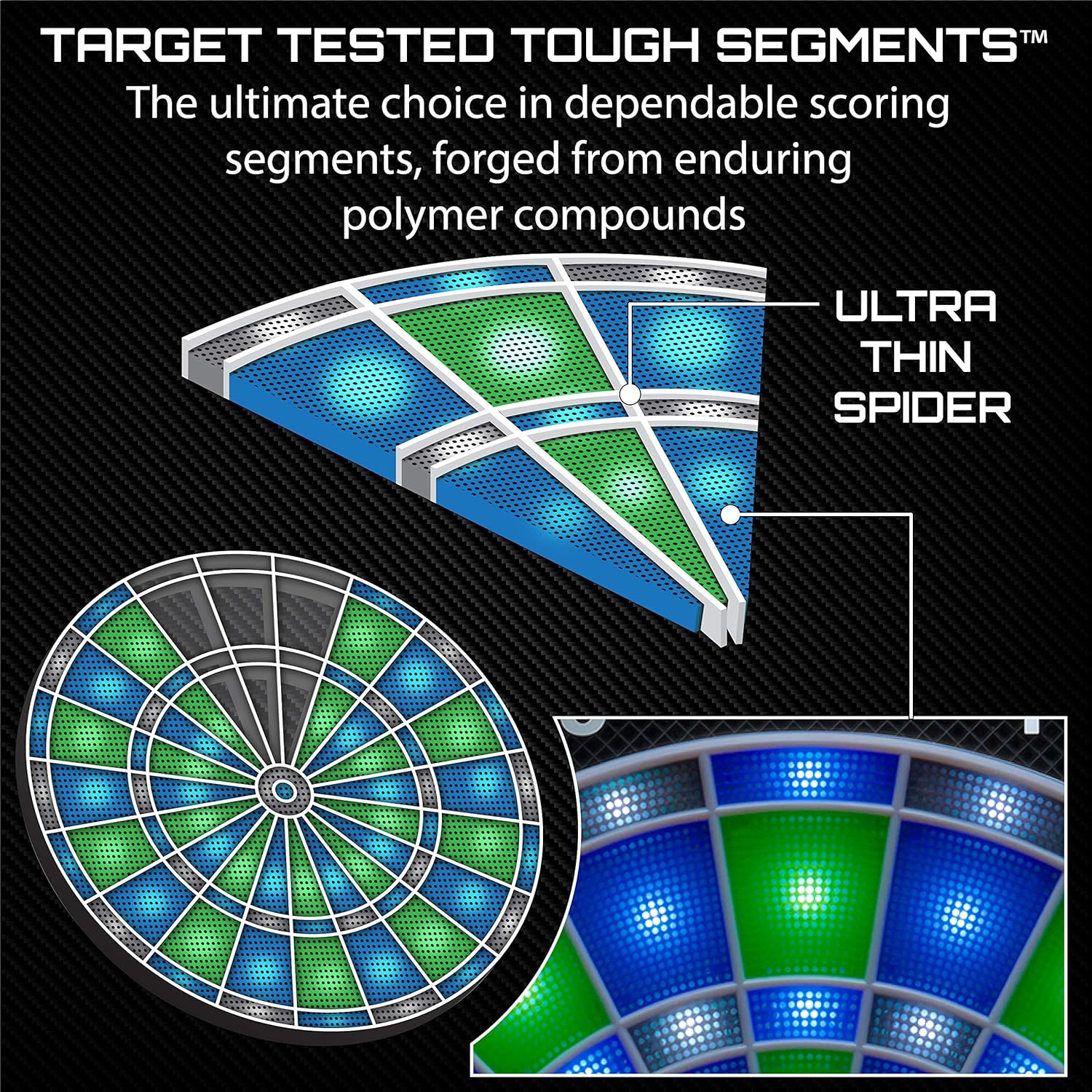 Viper Ion Electronic Dartboard, Illuminated Segments, Light Based Games, Green And Blue Segment Colors, Ultra Thin Spider to Increased Scoring Area, Target Tested Tough Segment For Enhanced Durability : Sports & Outdoors