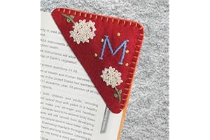 Personalized Hand Embroidered Corner Bookmark, Bookmarks for Women, Personalized Bookmark for Books, Cute Flower Book Mark, Hand Stitch Gift for Women for Book Lovers by HNQCPCVU (M, RED)