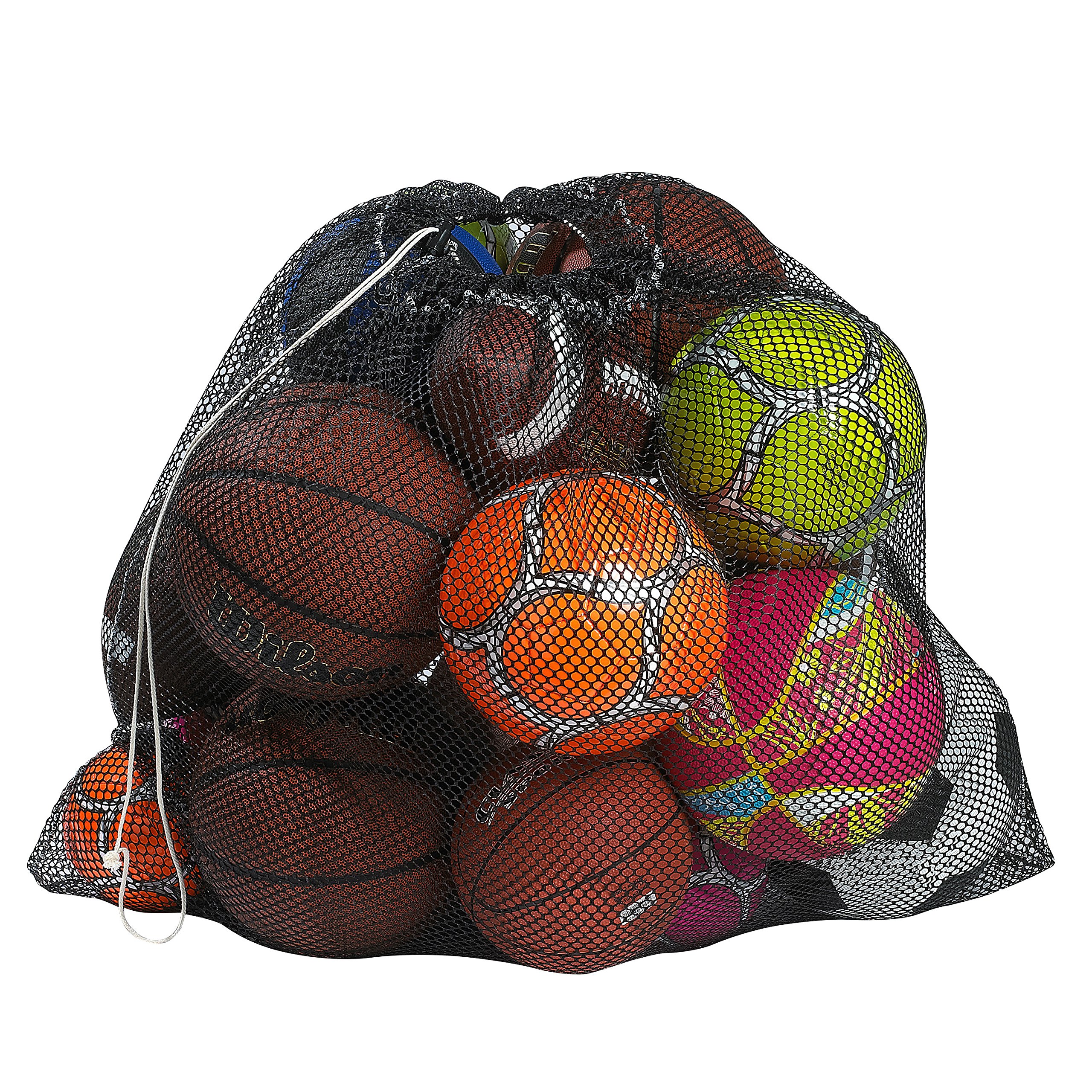 Photo 1 of Handy Laundry Mesh Equipment Bag, Black - 32" x 36" - Adjustable, sliding drawstring cord closure. Perfect bag for parent or coach, easy to transport and keeping your sporting gear organized.