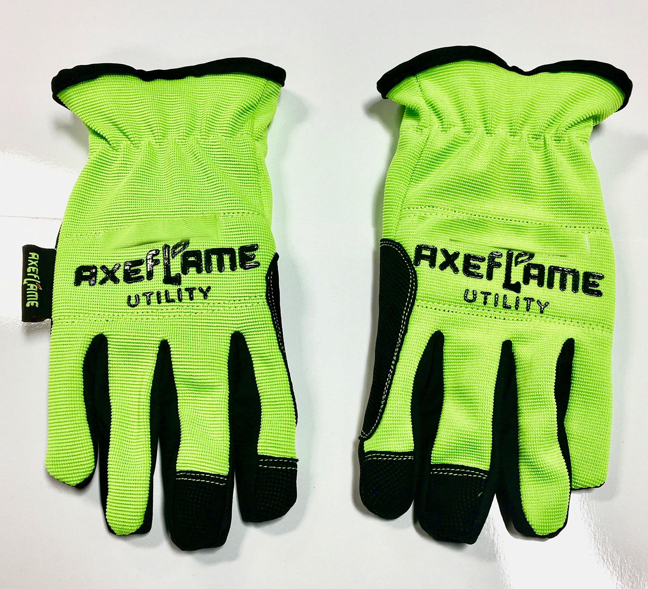 Utility Work Gloves, Cut Resistant Synthetic Leather Palms Protective Knuckles Great for Airsoft, Mechanics, Outdoors, Construction Work, Motorcycles, Gardening, Flex Grip (Medium, green)