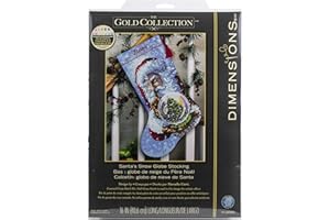 Dimensions 70-08985 Gold Collection Santa's Snow Globe Cross Stitch Christmas Stocking, 14 Count Gray Aida, 16" Long