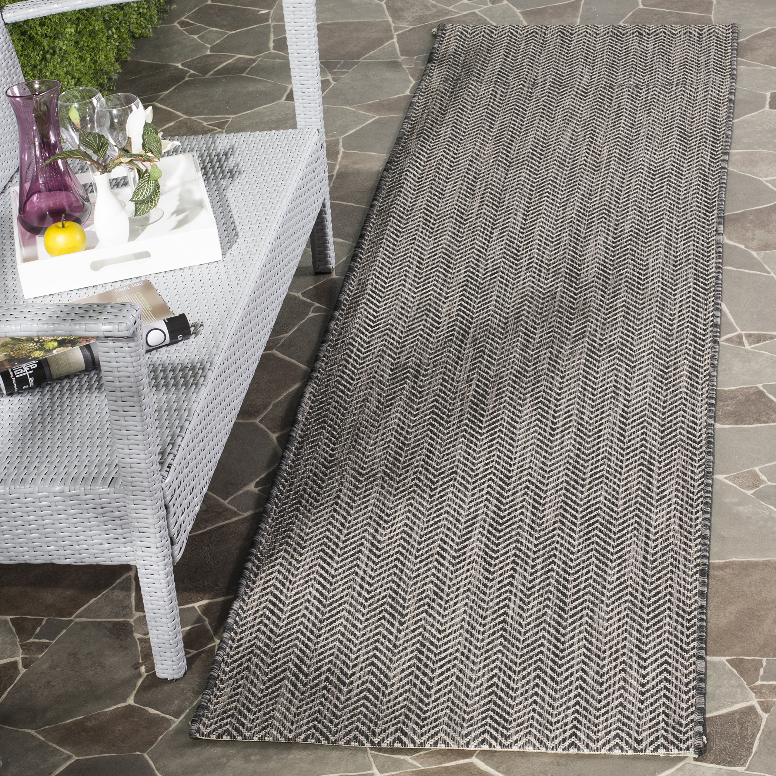 SAFAVIEH Courtyard Collection 2'3' x 12' Black/Beige CY8022 Indoor/ Outdoor Patio Backyard Mudroom Runner Rug
