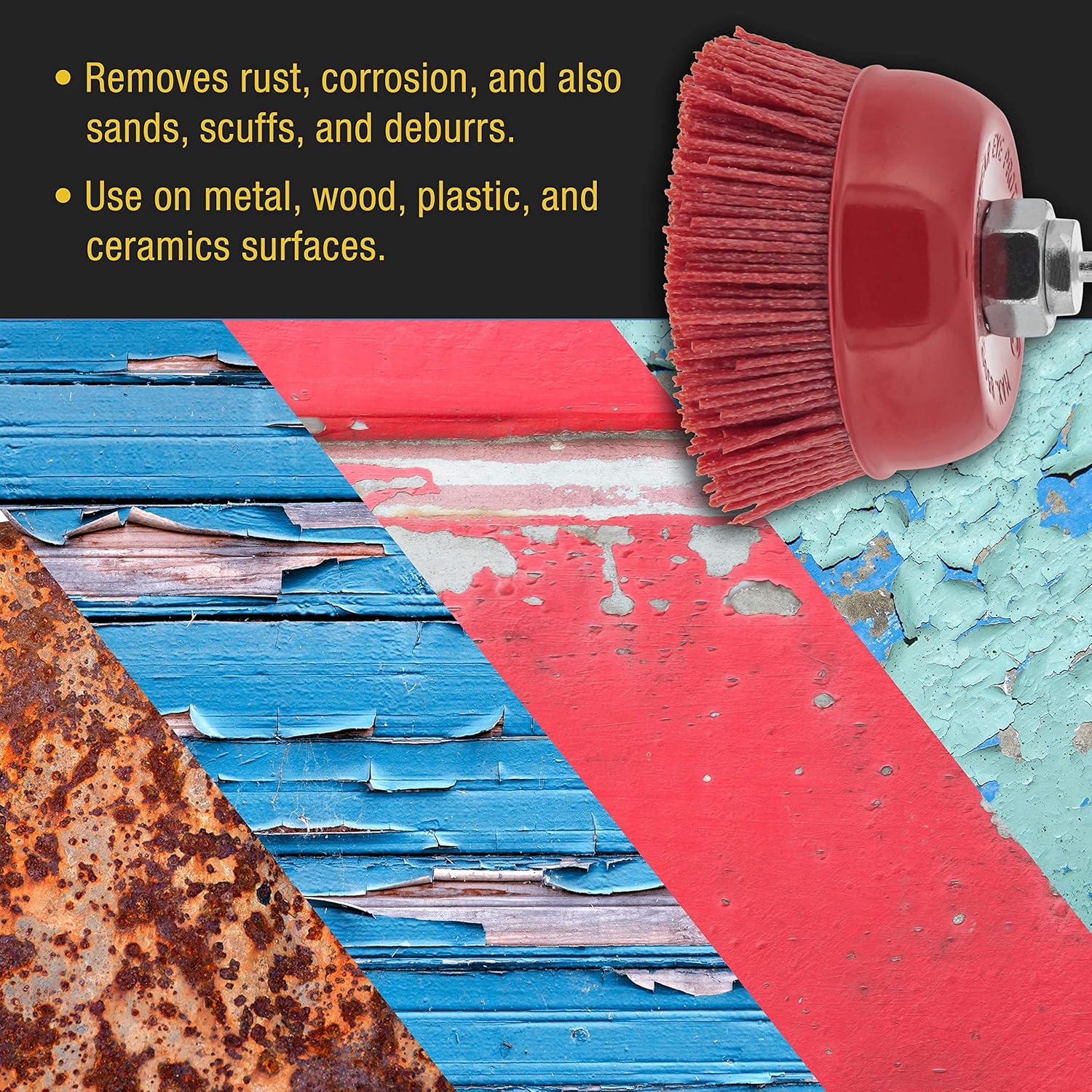 Dura-Gold 4" Abrasive Filament Nylon Bristle Cup Brush - Coarse Sanding Scuffing Brush, 5/8" 11 Thread, 1/4" Drill Arbor - Remove Rust, Corrosion, Paint - Surface Prepping for Truck Bed Liner Coatings: Industrial & Scientific