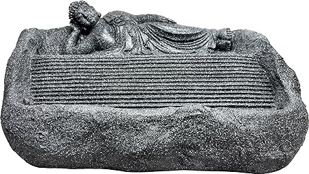 Kaarigari Artifacts Polystone Sleeping Lord Buddha Water Fountain (Black)