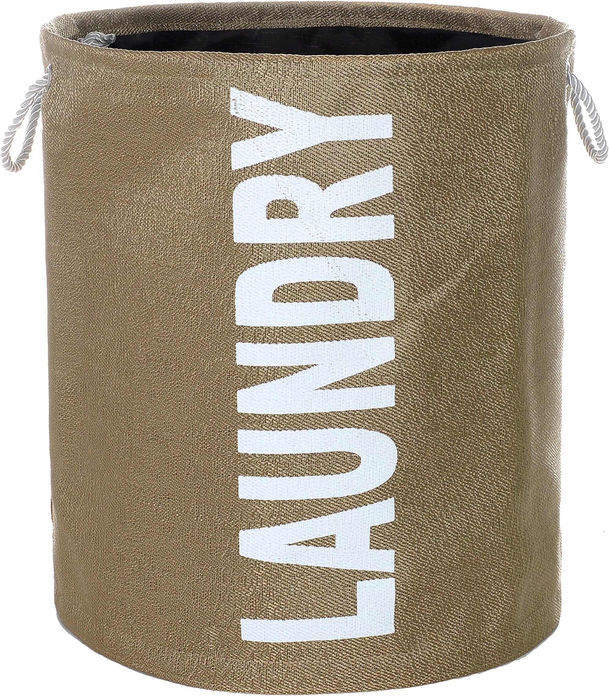 Lixin Teslin DIY Laundry Basket 17.715.3-inch, Household Essential Modern Sturdy Round Folding Tote Drawstring Laundry Hamper with Handle Rope(Gold)