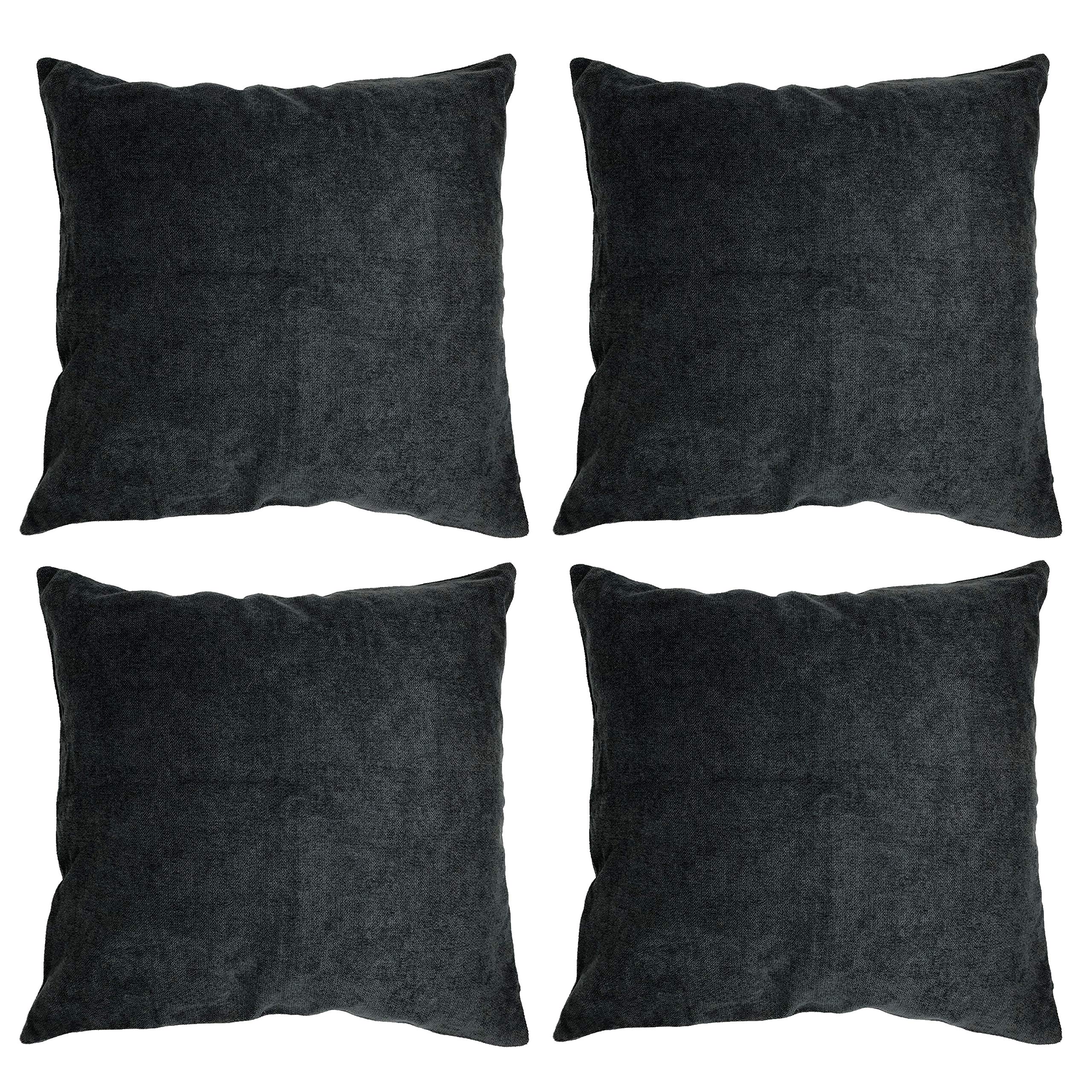 allgala Black Throw Pillow Case 4-Pack 18x18 inch Solid Color Decorative Throw Pillow Cover Plain Color Perfect for Couch Sofa Bed Car DIY Decoration — image 1