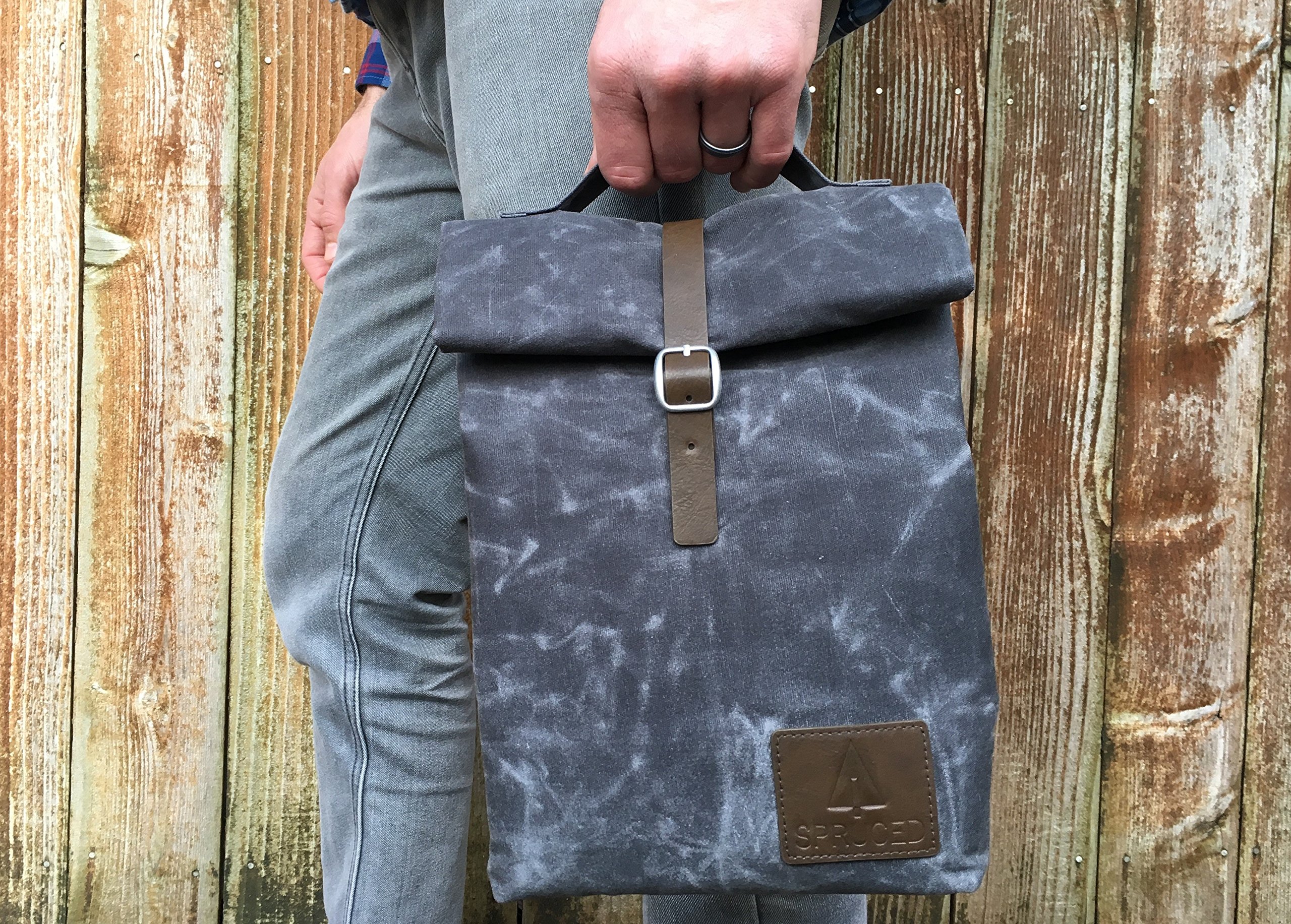 Spruced Insulated Waxed Canvas Lunch Bag for Men, Women Perfect for Work. Professional