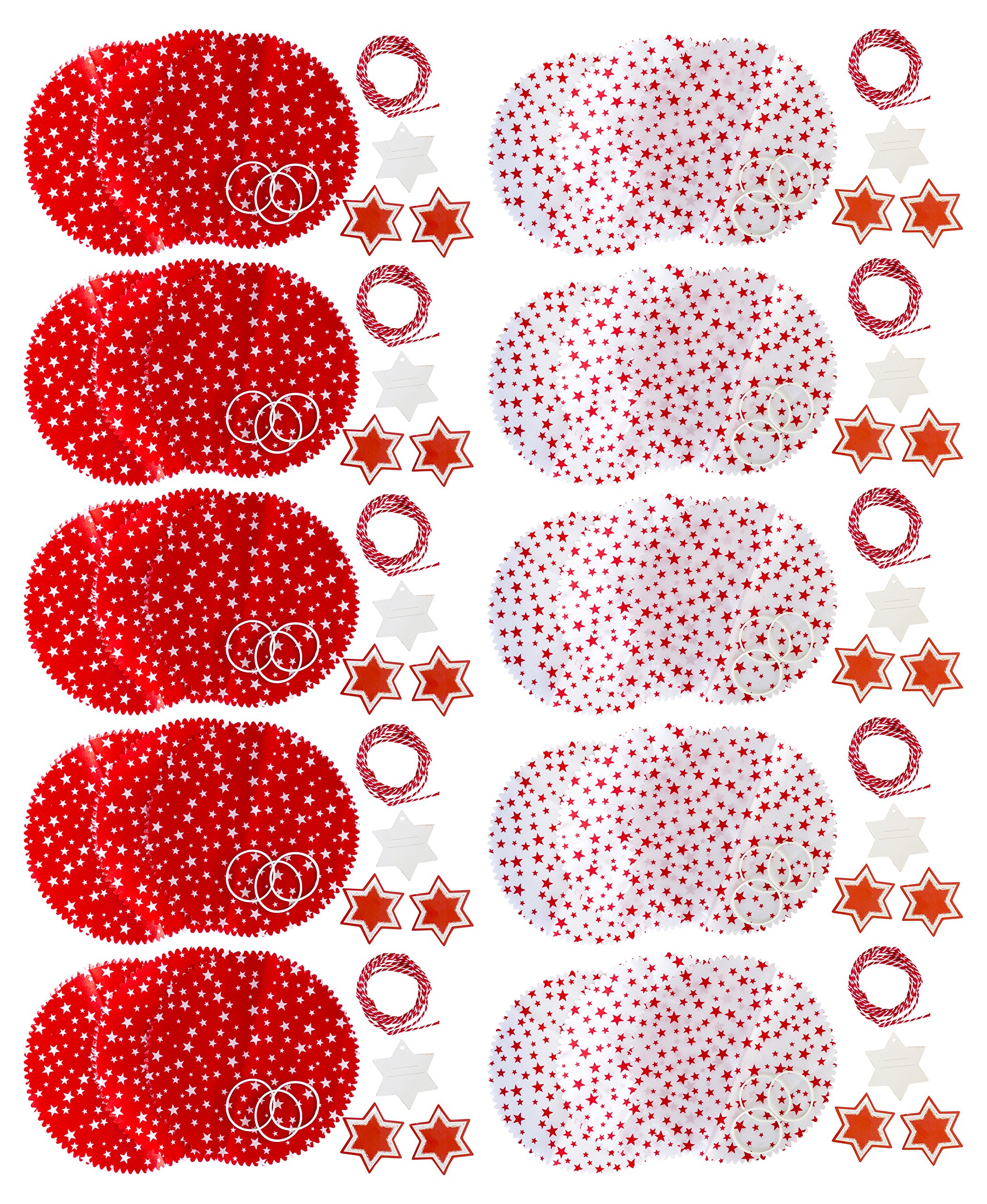 HEKU Fabric covers for preserving jars, fabric, red/white, 22 x 12.8 x 2 cm, 30 units