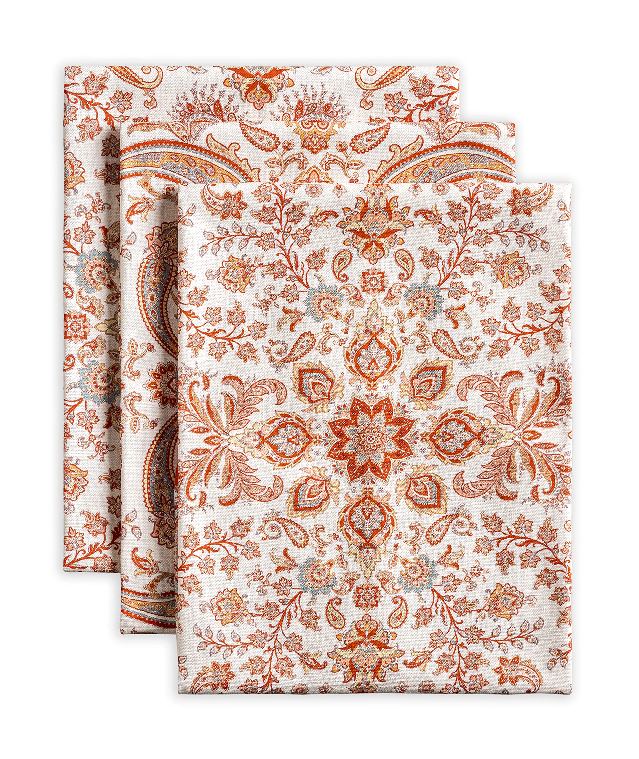 Maison d' Hermine Kitchen Towels Set of 3 100% Cotton 70 CM x 50 CM Reusable Cloth Tea Dish Towels Absorbent with Hanging Loop for Kitchen Dining Christmas Decorations (Cachemire)