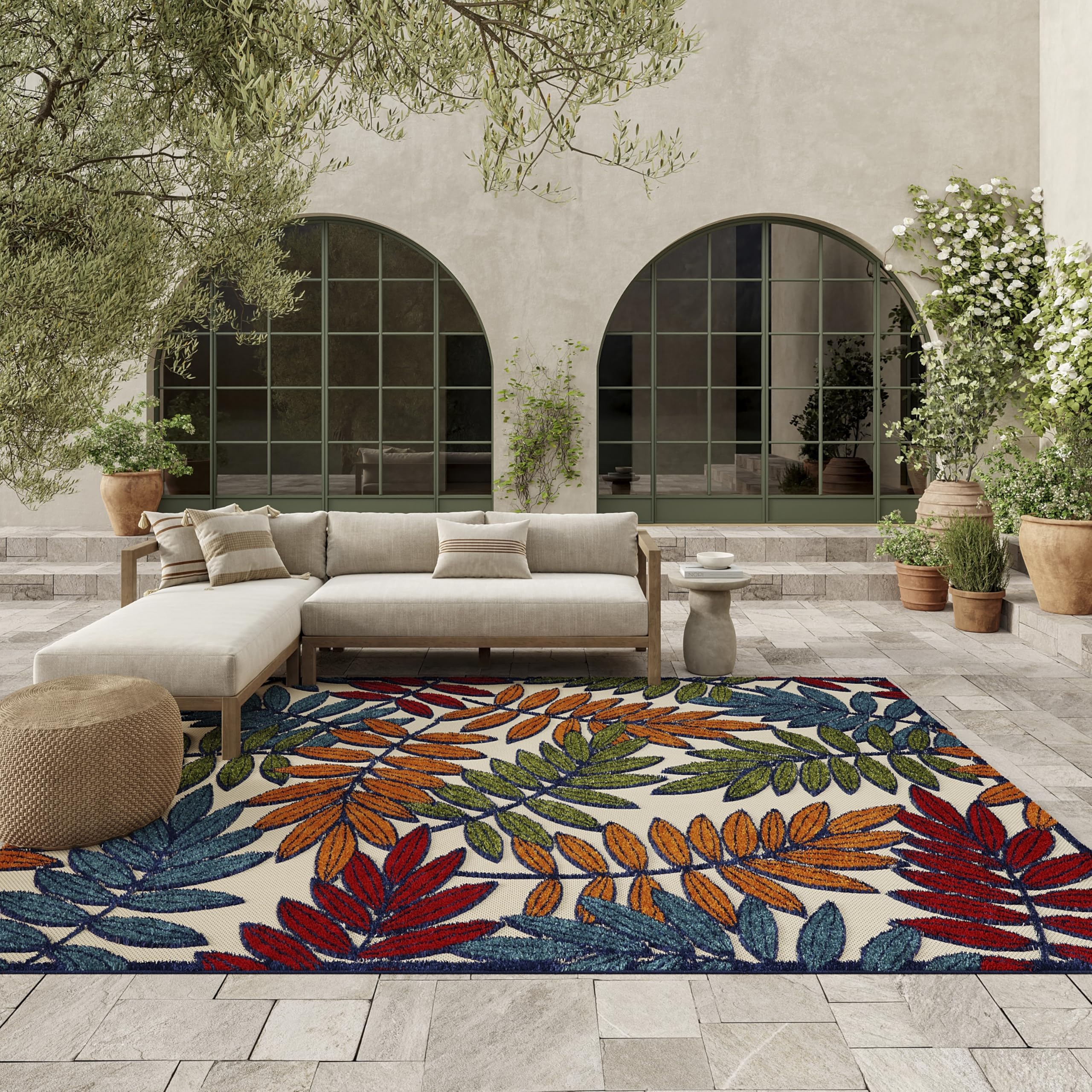 Nourison Home Aloha Multicolor 12' x 15' Area Rug - Easy Clean, Non Shedding, Bed Room, Living Room, Dining Room, Kitchen (12' x 15') Image