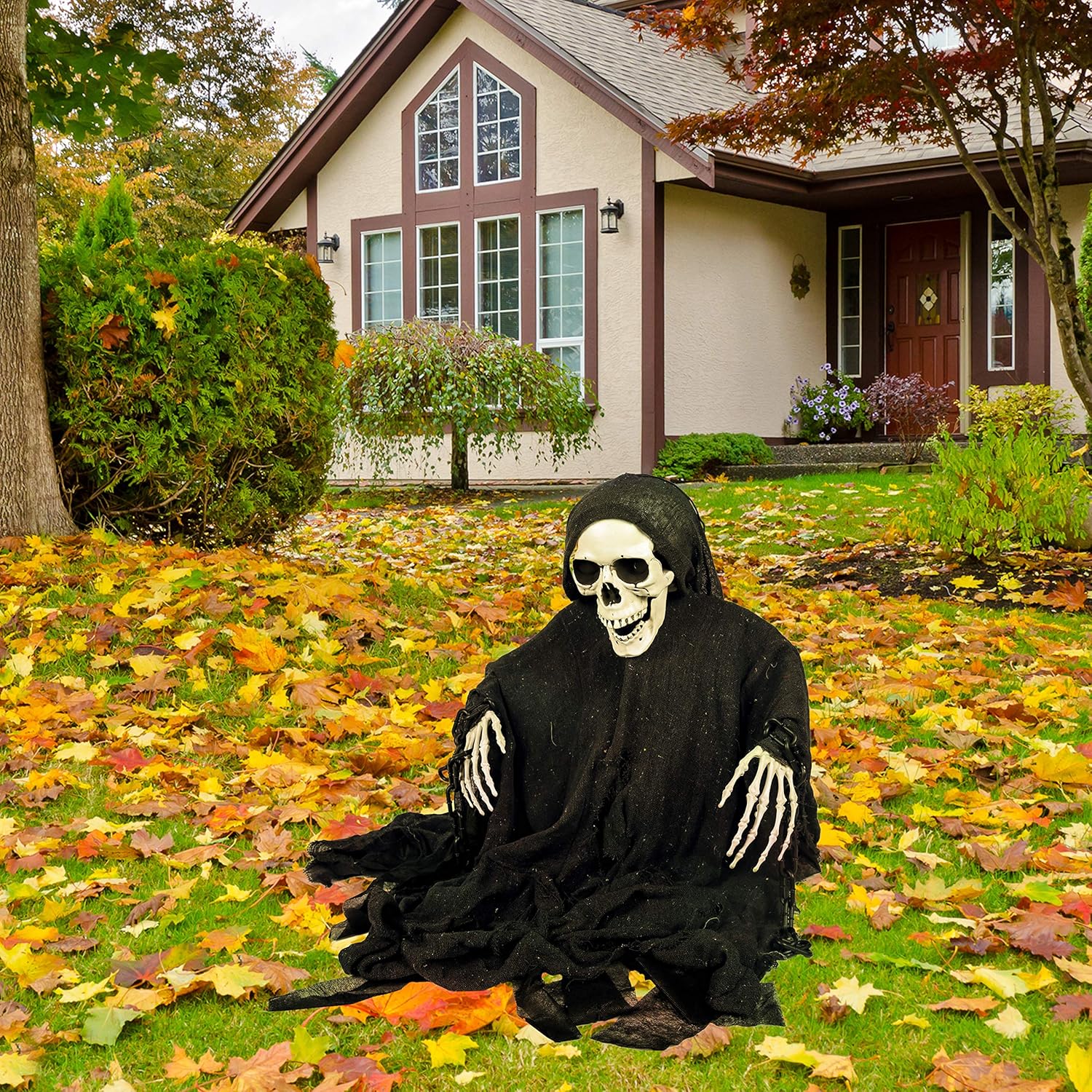 Skeleton Grim Reaper Ground Stake, Halloween yard stakes for Halloween outdoor graveyard Lawn stakes decorations: Toys & Games