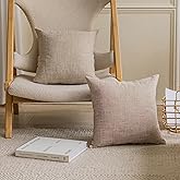 Home Brilliant Euro Shams Pillow Covers 26x26 Lined Linen Decorative Square Pillow Covers Neutral Decorative Pillowcases for Bedroom Living Room Nursery, 26 x 26 Inch, Set of 2, Burlap
