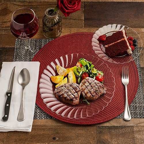 Perfect Settings 50 Piece (25 Sets) Premium Clear Plastic Plates