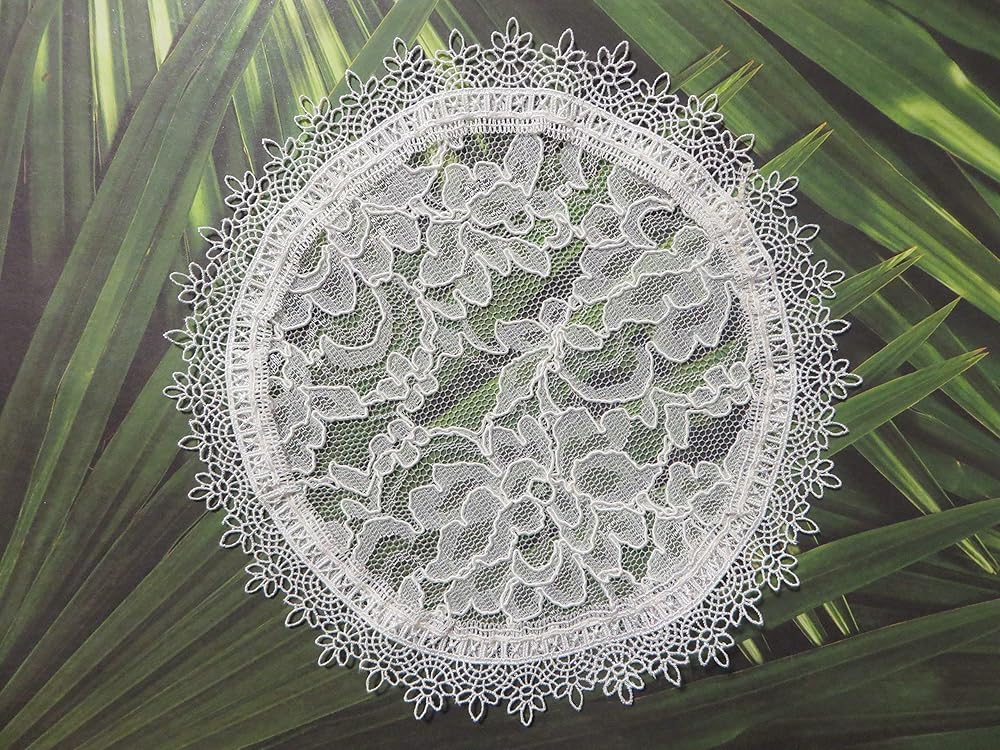 Handmade Cream Lace Doily Head Cover with Elegant Trim