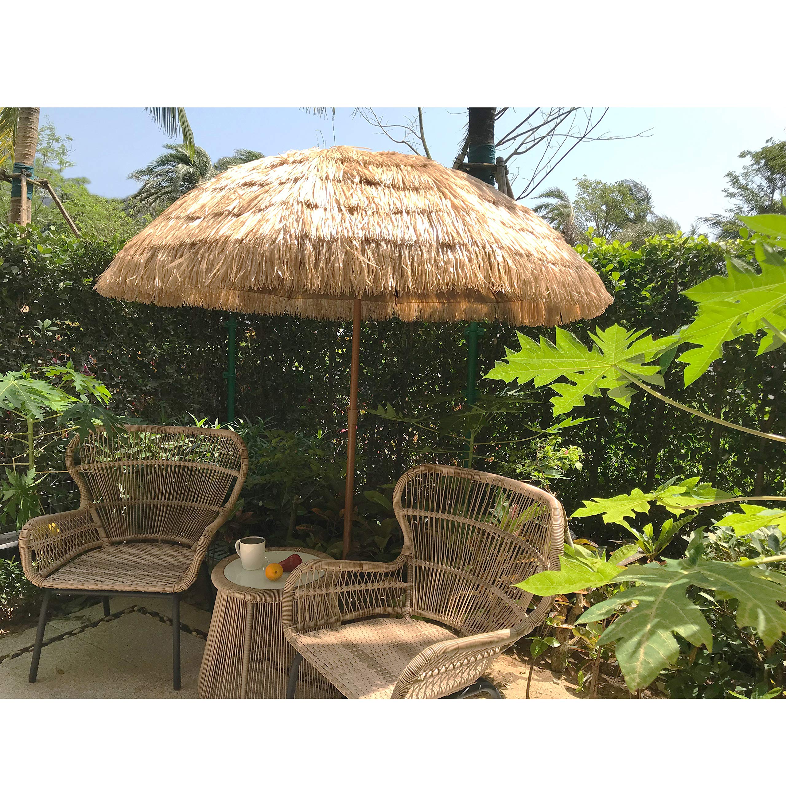 Ammsun 7 5ft Hula Thatched Tiki Umbrella Hawaiian Style Beach