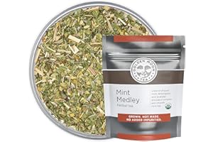 Golden Moon Tea Organic Mint Medley Herbal Tea - Caffeine Free - Loose Leaf, Non GMO - 1 Pound (192 Servings)