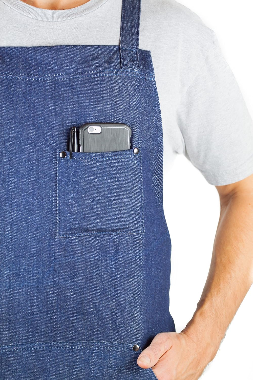 Hudson Durable Goods Professional Grade Chef Apron for Kitchen Blue Denim M to XL - Image 5
