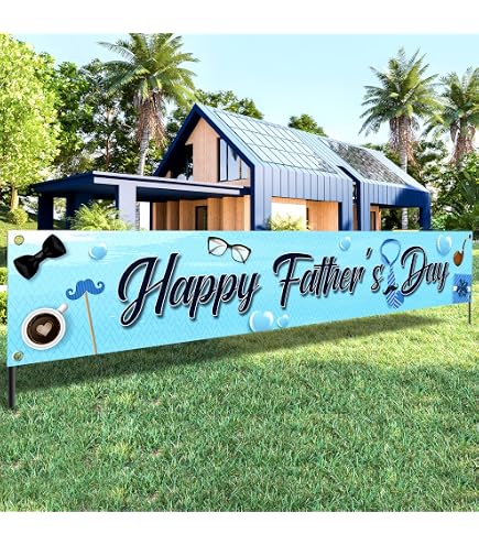 Happy Father's Day Banner Sign - 180x40 Cm Outdoor Yard Lawn Fence Decoration, Party Supplies - View #6