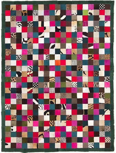 Carpetfine Kuhfell Teppich 150x200 Multicolor Kariert Amazon
