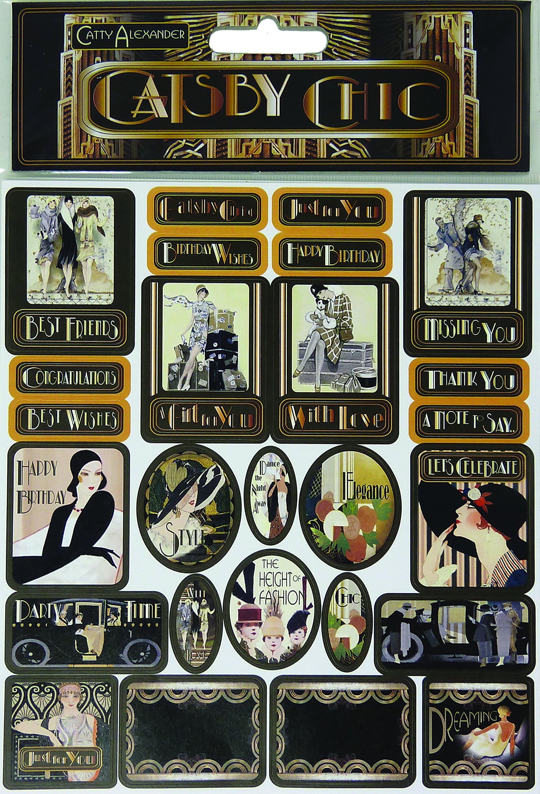 Craftime AC0178G Gatsby Chic Sticker Sheets, Multi-Colour