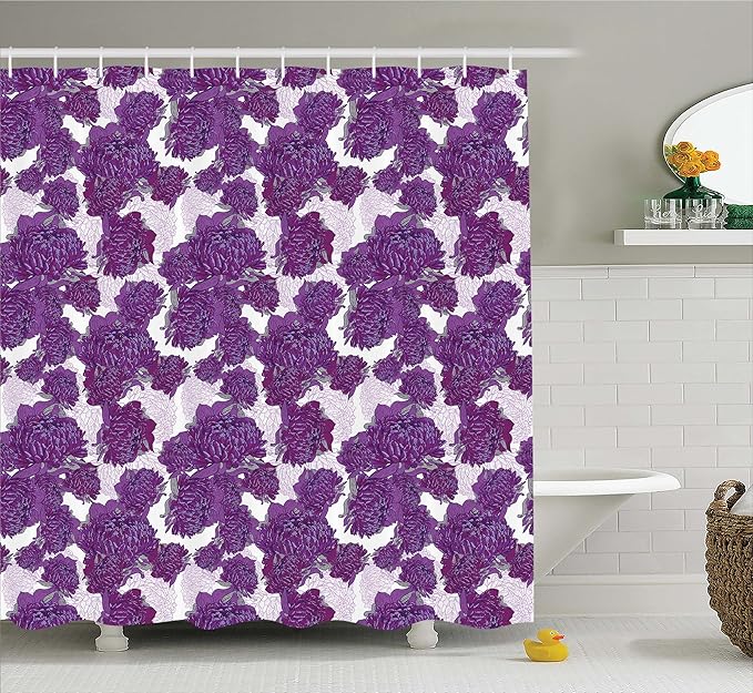Ambesonne Mauve Shower Curtain, Unusual Vivid Allium Flower