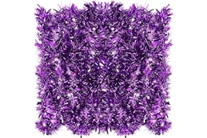 ZHUQING 26.2 Feet Purple Holiday Tinsel Garland for Christmas,Halloween, Birthday, Weddings, Party Decorations, Xmas Foil Tinsel Garland for All-Season Home Indoor Outdoor Party Supplies(Purple)
