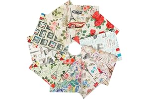 Craftido -25 Options- 100% Cotton Quilting Fabric Bundles 10pcs Fat Quarters 18”x21”-Medium Weight 5.2 oz- for Quilting, Sewing Project, Patchwork, DIY Crafts – Paris Style