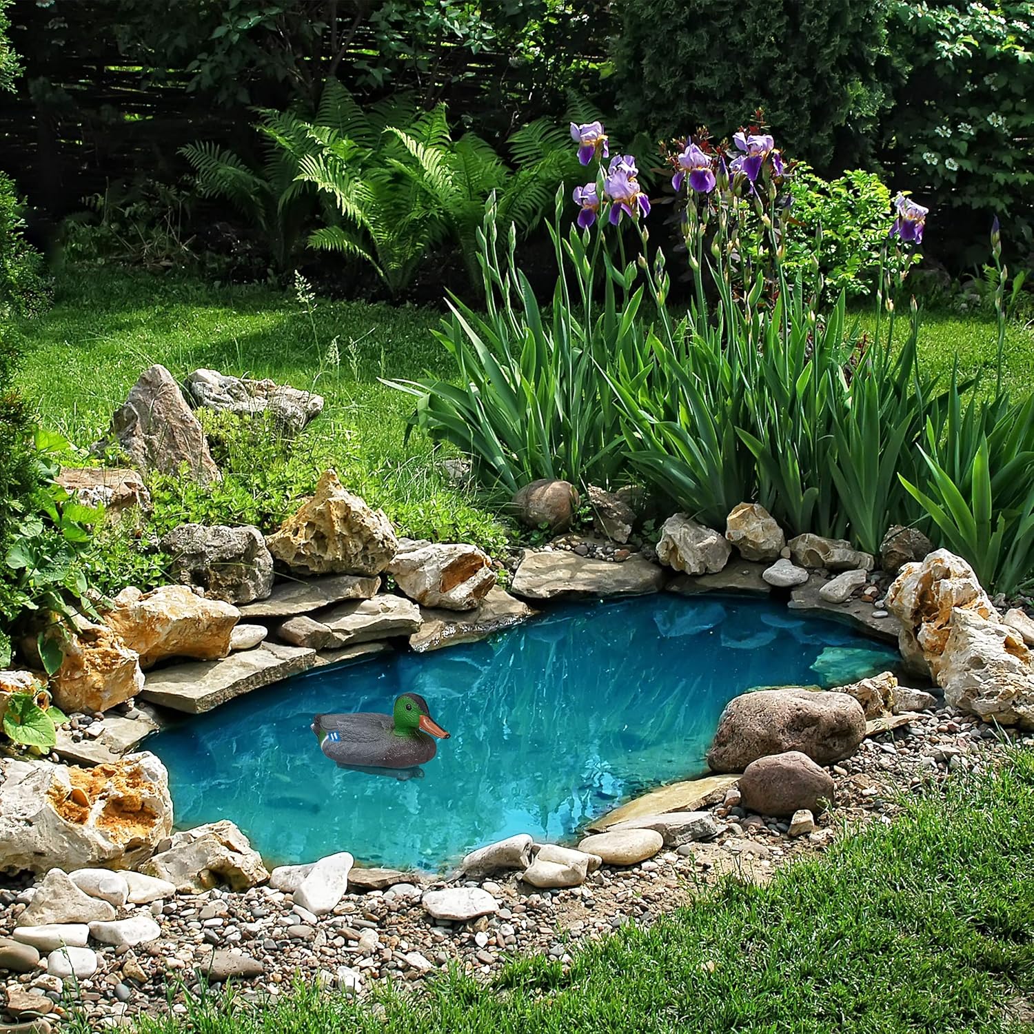 Relaxdays Pond Duck, Swimming Drake, Decoy Duck, Plastic & weatherproof, Water Feature Decoration, Garden, Multi-Colour - Image 3