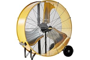 HiCFM 36" Heavy Duty Industrial Drum Fan, 20000 CFM High Velocity Floor Air Circulator with 2 Speeds 630W 4/5HP Powerful Motor, Easy Mobility for Warehouse, Garage, Workshop, Factory and Basement