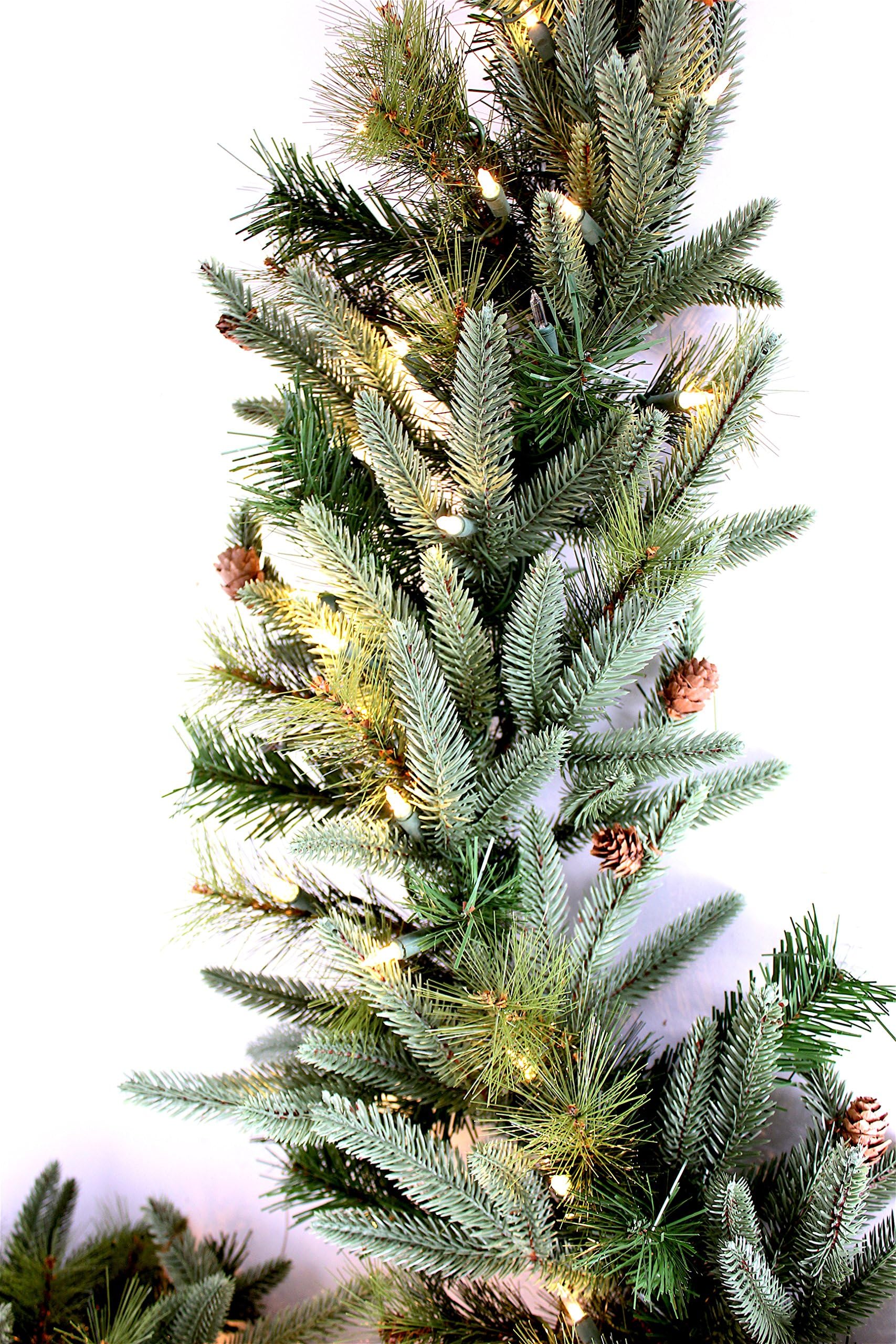 9’ by 12" Pre-Lit Mountain Fir & Pine Garland, with 100 Clear Lights, 120v Plug-in, Mimics Texture and Color of Natural, Freshly Cut Needles, Adorned with Select Mini Pine Cones, Indoor/Outdoor