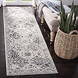 SAFAVIEH Madison Collection Runner Rug - 2'3" x 8', Silver & Grey, Boho Chic Distressed Design, Non-Shedding & Easy Care, Ideal for High Traffic Areas in Living Room, Bedroom (MAD611G)